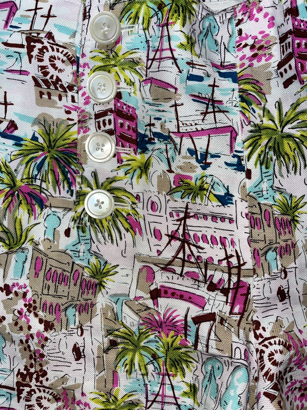 J. Crew European City Scape Buttons Sailor Style Shorts Linen Blend Sz 6 EUC - Picture 5 of 5